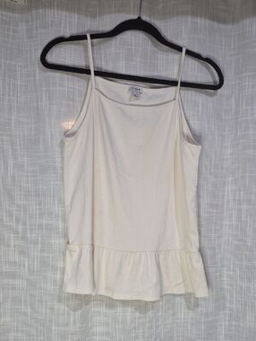 J. Crew Cream Ruffle-Hem Peplum Spaghetti Strap Camisole